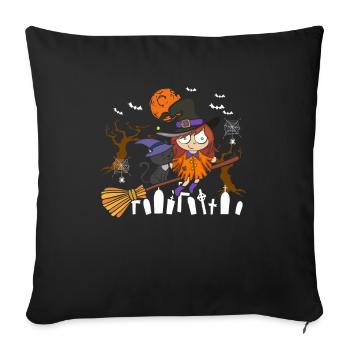 Crazy Black Cat Witch - Sofa pillowcase 17,3'' x 17,3'' (45 x 45 cm) - black - Front