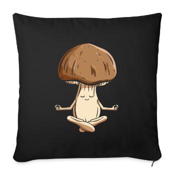 Namaste Mushroom Méditation Yoga Poses Champignon - Housse de coussin décorative 45 x 45 cm - noir - Devant