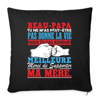 Beau Papa Fête Des Pères Beau Père - Housse de coussin décorative 45 x 45 cm - noir - Devant