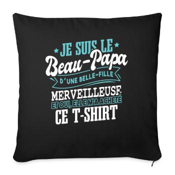 Idée Cadeau Fête Des Pères Beau-Papa - Housse de coussin décorative 45 x 45 cm - noir - Devant