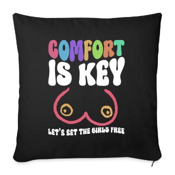 Le confort est la clé libérons les filles - Kein Bra - Housse de coussin décorative 45 x 45 cm - noir - Devant