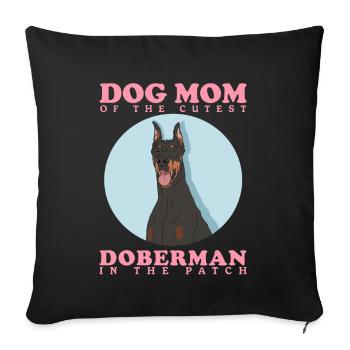 Doberman Mom Dog Mom Dog Owner Cadeau - Housse de coussin décorative 45 x 45 cm - noir - Devant