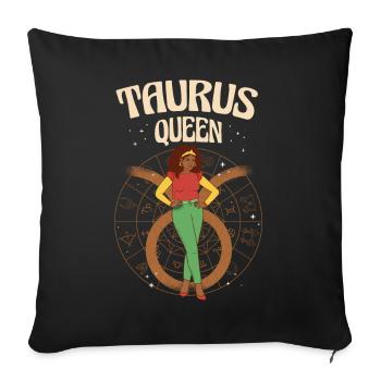 Queen Taurus Woman Zodiac Sign Horoscope - Sofa pillowcase 17,3'' x 17,3'' (45 x 45 cm) - black - Front
