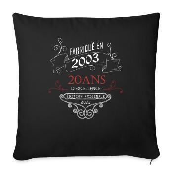 Fabriqué En 2003 20 Ans Anniversaire - Housse de coussin décorative 45 x 45 cm - noir - Devant