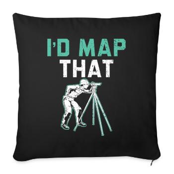 Je cartographierais le technicien terrestre Land Surve - Housse de coussin décorative 45 x 45 cm - noir - Devant
