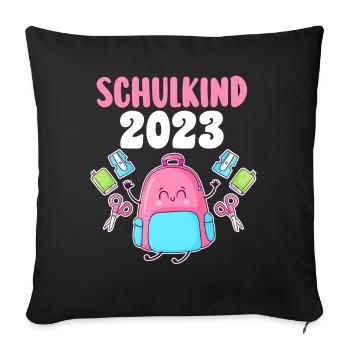 Schulkind 2023 Schulbeginn Einschulung - Sofakissenbezug 45 x 45 cm - Schwarz - Vorne