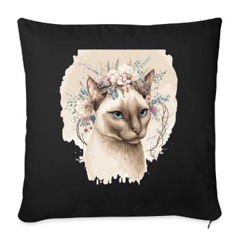 Cute Siamese Cat Flower Crown Cats Pet Kitten - Sofakissenbezug 45 x 45 cm - Schwarz - Vorne
