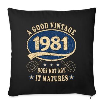 42nd Birthday 1981 42 Good vintage - Sofa pillowcase 17,3'' x 17,3'' (45 x 45 cm) - black - Front