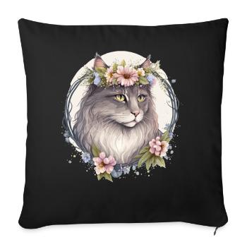 Mignon Norwegian Forest Cat Fleur Crown Cats Pet Ki - Housse de coussin décorative 45 x 45 cm - noir - Devant