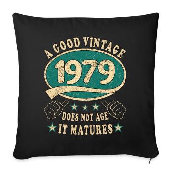 44ème Anniversaire 1979 '44 Bon millésime - Housse de coussin décorative 45 x 45 cm - noir - Devant