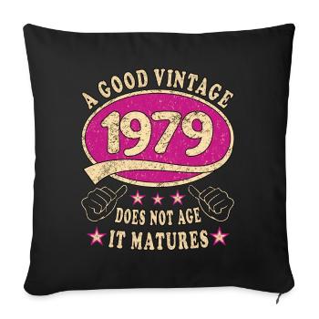 44ème Anniversaire 1979 '44 Bon millésime - Housse de coussin décorative 45 x 45 cm - noir - Devant