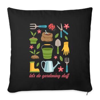 Jardin, jardinier amateur, jardinage, jardinier, cadeau - Housse de coussin décorative 45 x 45 cm - noir - Devant