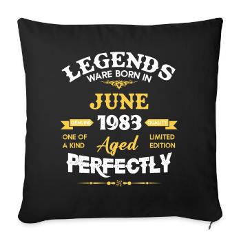 Vintage Vieilli à la perfection Juin 1983 - Housse de coussin décorative 45 x 45 cm - noir - Devant