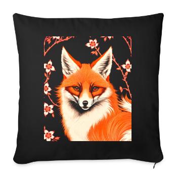 Foxes Japanese Cherry Blossom Flower Kitsune Fox - Sofa pillowcase 17,3'' x 17,3'' (45 x 45 cm) - black - Front
