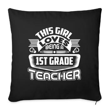 1st Grade Teacher Loves Being A 1st Grade Teacher - Sofa pillowcase 17,3'' x 17,3'' (45 x 45 cm) - black - Front