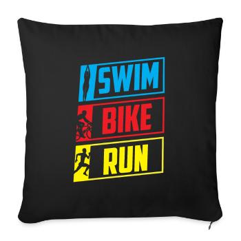 Swim Bike Run Triathlon Triathlet Triathletin - Sofakissenbezug 45 x 45 cm - Schwarz - Vorne