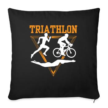 Triathlon Sport Triathlète Triathlète Triathlons - Housse de coussin décorative 45 x 45 cm - noir - Devant
