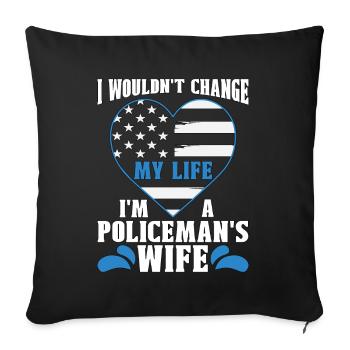 Policier Je ne changerais pas ma vie Policier - Housse de coussin décorative 45 x 45 cm - noir - Devant