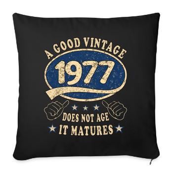 46e anniversaire 1977 46er Bon millésime - Housse de coussin décorative 45 x 45 cm - noir - Devant