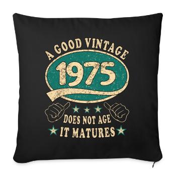 48ème Anniversaire 1975 '48 Bon millésime - Housse de coussin décorative 45 x 45 cm - noir - Devant