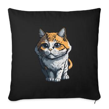 Cool Feline in Shades: Whiskered Purrfection - Sofakissenbezug 45 x 45 cm - Schwarz - Vorne
