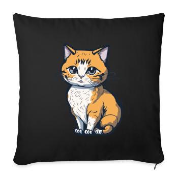 Cool Feline in Shades: Whiskered Purrfection - Sofakissenbezug 45 x 45 cm - Schwarz - Vorne