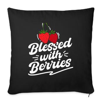 Strawberries Funny Berry Lover Fruit - Sofa pillowcase 17,3'' x 17,3'' (45 x 45 cm) - black - Front