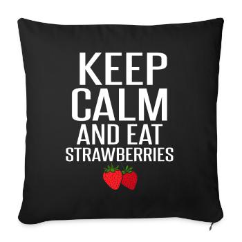 Restez calme et mangez des fraises - Housse de coussin décorative 45 x 45 cm - noir - Devant