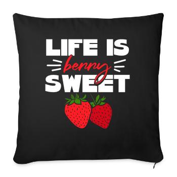 La vie est une fraise douce aux baies - Housse de coussin décorative 45 x 45 cm - noir - Devant