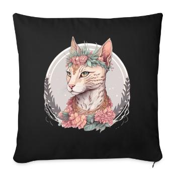 Cute Egyptian Mau Cat Flower Crown Cats Pet Kitten - Sofa pillowcase 17,3'' x 17,3'' (45 x 45 cm) - black - Front