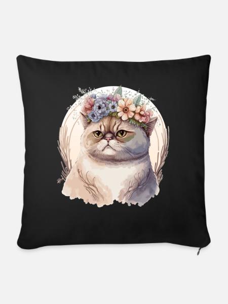 Cute Exotic Shorthair Cat Flower Crown Cats Pet Ki - Sofakissenbezug 45 x 45 cm - Schwarz