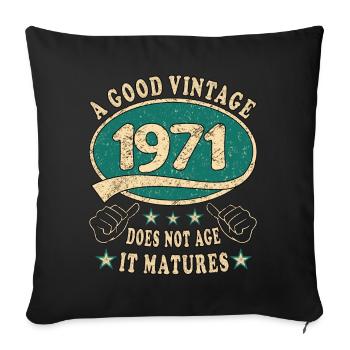 52e anniversaire 1971 52 Bon millésime - Housse de coussin décorative 45 x 45 cm - noir - Devant