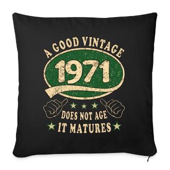 52e anniversaire 1971 52 Bon millésime - Housse de coussin décorative 45 x 45 cm - noir - Devant