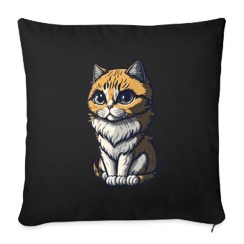 Cool Feline in Shades: Whiskered Purrfection - Sofakissenbezug 45 x 45 cm - Schwarz - Vorne