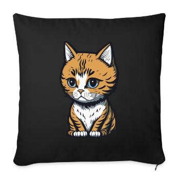 Cool Feline in Shades: Whiskered Purrfection - Sofakissenbezug 45 x 45 cm - Schwarz - Vorne