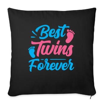 Best Twins Forever Funny Humor Gemini - Sofa pillowcase 17,3'' x 17,3'' (45 x 45 cm) - black - Front