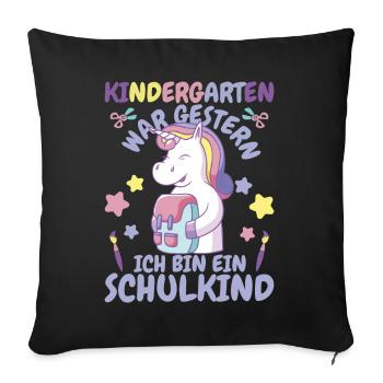 Ich bin ein Schulkind Einhorn - Sofakissenbezug 45 x 45 cm - Schwarz - Vorne