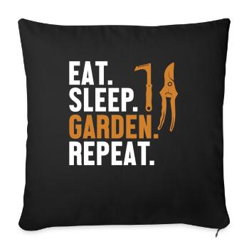 Eat Sleep Garden Repeat Allotment Garden Horticulture - Sofa pillowcase 17,3'' x 17,3'' (45 x 45 cm) - black - Front