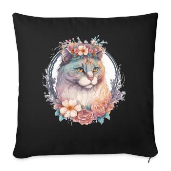 Mignon American Curl Cat Fleur Crown Cats Pet Kitte - Housse de coussin décorative 45 x 45 cm - noir - Devant