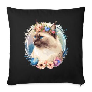 Cute Birman Cat Flower Crown Cats Pet Kitten - Sofakissenbezug 45 x 45 cm - Schwarz - Vorne