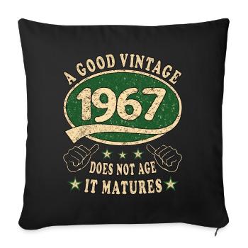 56th Birthday 1967 '56 Good Vintage - Sofa pillowcase 17,3'' x 17,3'' (45 x 45 cm) - black - Front