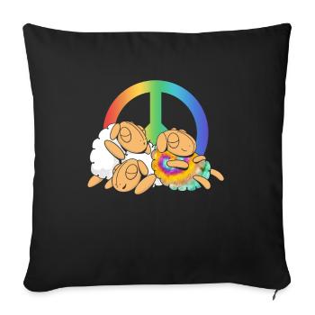 Rainbow Sheep in Herd - Hippie Costume Tie Dye - Sofa pillowcase 17,3'' x 17,3'' (45 x 45 cm) - black - Front