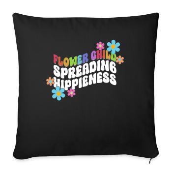Flower Child Spreading Hippieness - Hippie - Sofa pillowcase 17,3'' x 17,3'' (45 x 45 cm) - black - Front