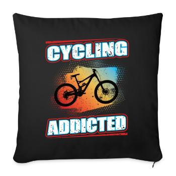 Cycling Addicted Mountain Bike MTB Bicycle Wheel - Sofa pillowcase 17,3'' x 17,3'' (45 x 45 cm) - black - Front