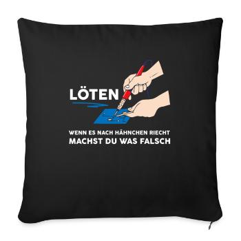 Soudure quand ça sent le poulet - Housse de coussin décorative 45 x 45 cm - noir - Devant