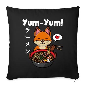 Yum Yum Japon Anime Ramen Noodles Fox - Housse de coussin décorative 45 x 45 cm - noir - Devant