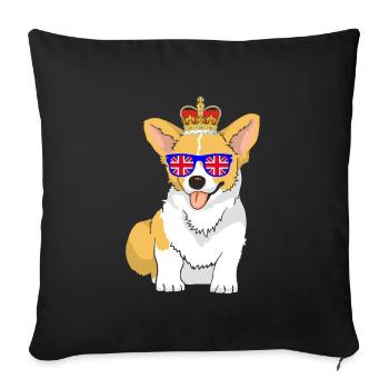 Corgi wears the crown of the Queen of England - Sofa pillowcase 17,3'' x 17,3'' (45 x 45 cm) - black - Front