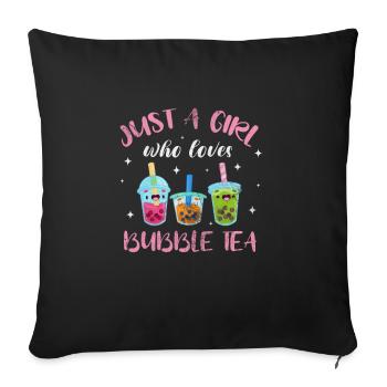 Bubble Tea Boba Tea Kawaii Cadeau - Housse de coussin décorative 45 x 45 cm - noir - Devant