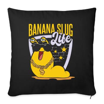 Vie de limace de banane - Housse de coussin décorative 45 x 45 cm - noir - Devant