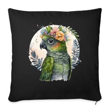 Cute Conure Parrot Bird Flower Crown Pet Birds - Sofa pillowcase 17,3'' x 17,3'' (45 x 45 cm) - black - Front